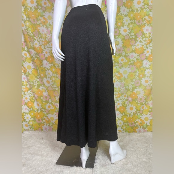 Vintage 70’s Black Shimmer Maxi Skirt - Picture 3 of 12
